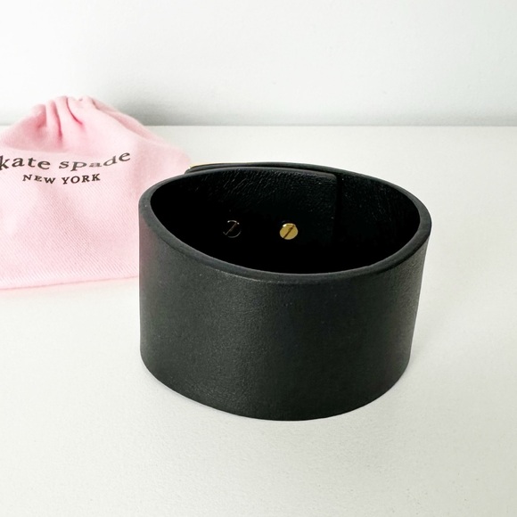 Kate Spade Black Leather Turnlock Wrap Bracelet - Picture 2 of 5
